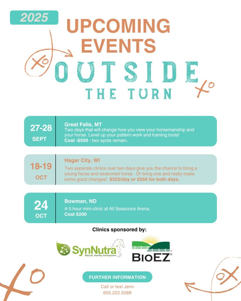 2025 Clinic Schedule, Book a clinic, Ride in a clinic, barrel racing clinic, ride with Jenn, Ride with Outside the Turn